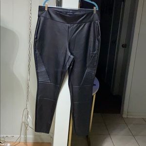 Faux leather leggings.